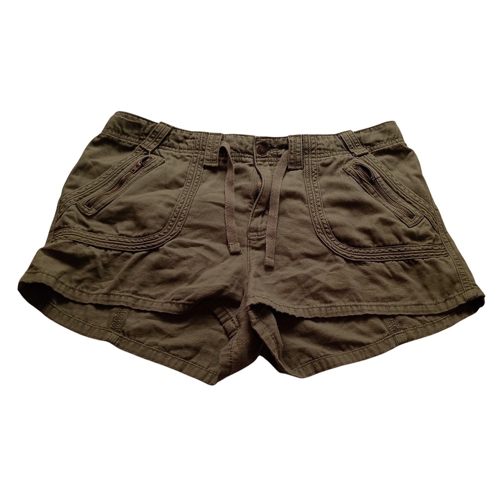 Aeropostale Women's Low Rise Cargo Shorty Olive Green Drawstring Shorts XL NWOT